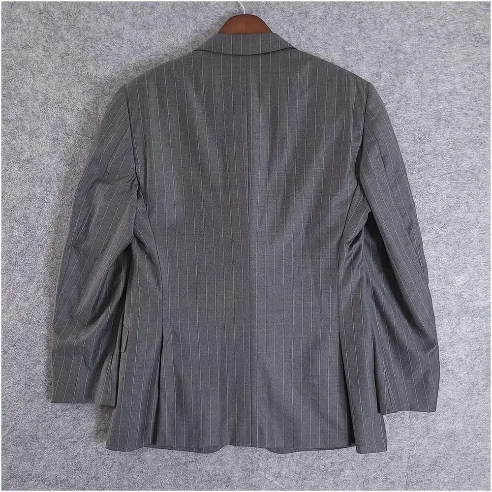 Ermenegildo Zegna Su Misura Wool Pinstripe Blazer Mens 40R Gray Italy 3 Button